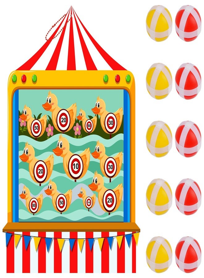 Qumenan Carnival Games for Kids - Dart Board with 10 Sticky Balls Felt Carnival Theme Party Decorations for Indoor Outdoor Activities Circus Birthday Party Decoration Supply Set (19.7x13.8 Inches) - Image 1