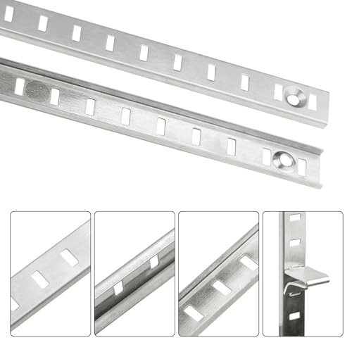 Bueyfolt 17Inch 8 Pcs Pilaster Shelf Brackets Adjustable Mortise Mount Shelf Rails with Screws for Wall Shelving System - Image 3