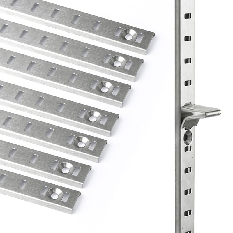 Bueyfolt 17Inch 8 Pcs Pilaster Shelf Brackets Adjustable Mortise Mount Shelf Rails with Screws for Wall Shelving System - Image 2