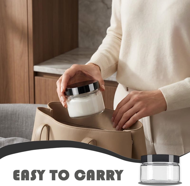erioctry 8 Oz / 250ml PET Plastic Refillable Jars Empty Cosmetic Containers Cases with Black Lid Cream Lotion Box Ointments Bottle Food Bottle Makeup Pot Jar for Lip Balm Make Up Eye Shadow Powder Pack of 6 - Image 5