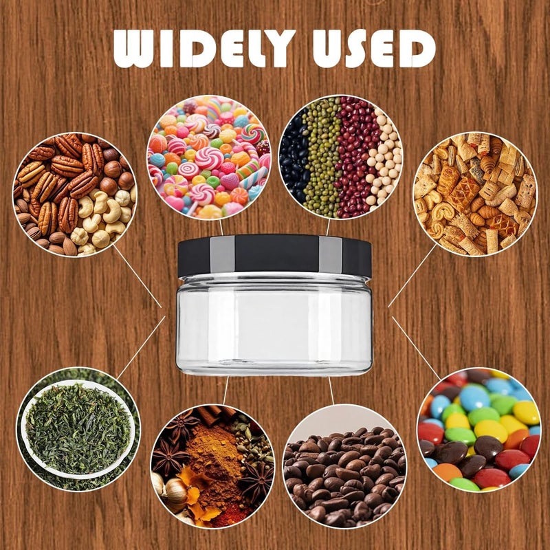 erioctry 8 Oz / 250ml PET Plastic Refillable Jars Empty Cosmetic Containers Cases with Black Lid Cream Lotion Box Ointments Bottle Food Bottle Makeup Pot Jar for Lip Balm Make Up Eye Shadow Powder Pack of 6 - Image 4