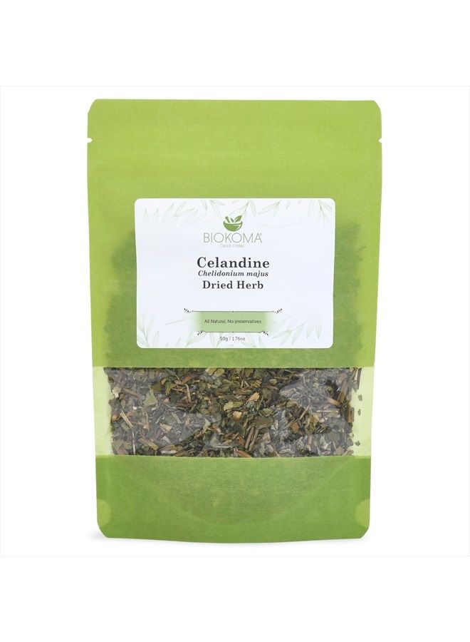 Biokoma Pure and Natural Celandine Dried Herb 50g (1.76oz) in Resealable Moisture Proof Pouch - Image 1