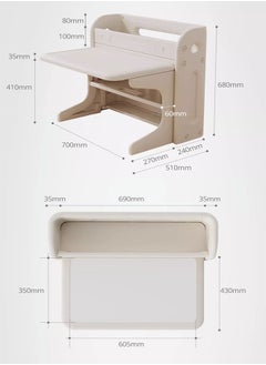 Beauenty Children's collection table and chair, one portable table and one square storage chair, children's handicraft collection table and chair, plastic and furniture game room, children's dining table and group chair with painting  - Image 2