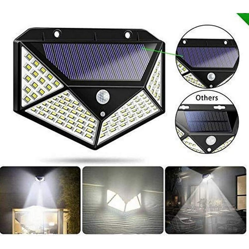 POPLEY Solar Lights for Garden 100 LED Motion Sensor Security Lamp for Home and Garden Outdoors Pathways Solar Powered Waterproof Pack of 1 - Image 3