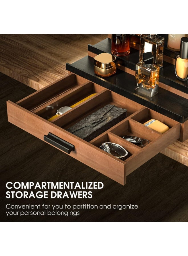 NANAO منظم عطور للرجال، 3 طبقات من حامل عرض العطور المرتفع مع تخزين درج، عرض عطور على شكل سلم، منظم عطور ورفوف عرض، هدية رائعة للرجال (أسود جوز) - Image 2