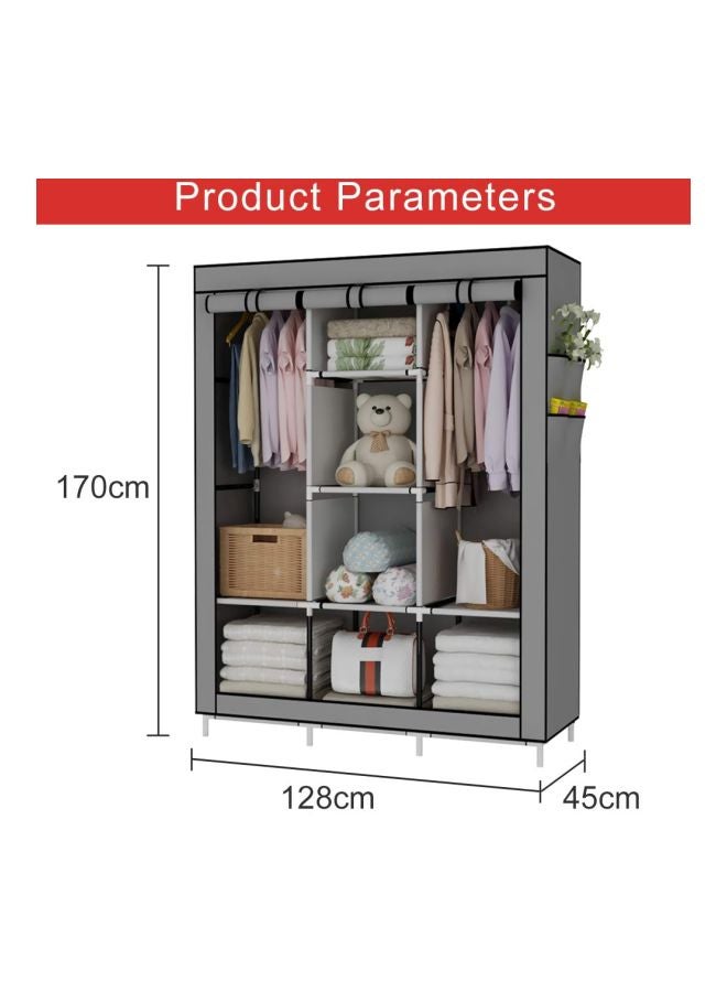 Generic Portable Bedroom Wardrobe Grey/White 130x175x45cm  - Image 3