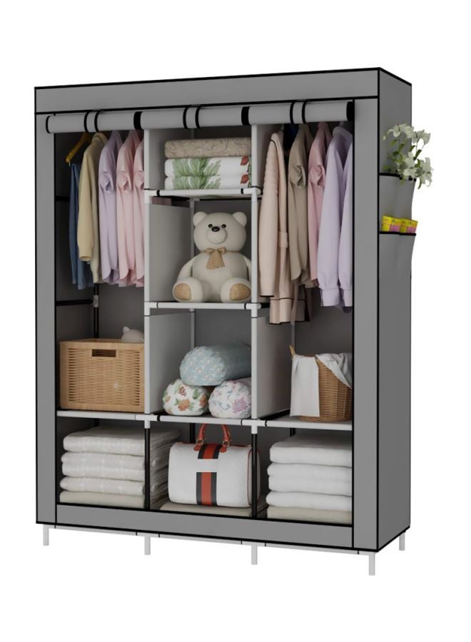 Generic Portable Bedroom Wardrobe Grey/White 130x175x45cm  - Image 4