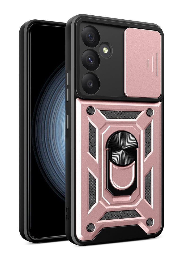 جراب حمايه ويندو مقاوم للصدمات وحمايه للكاميرا مزود بدبله معدنيه متوافق مع Samsung Galaxy A34 (روز جولد)