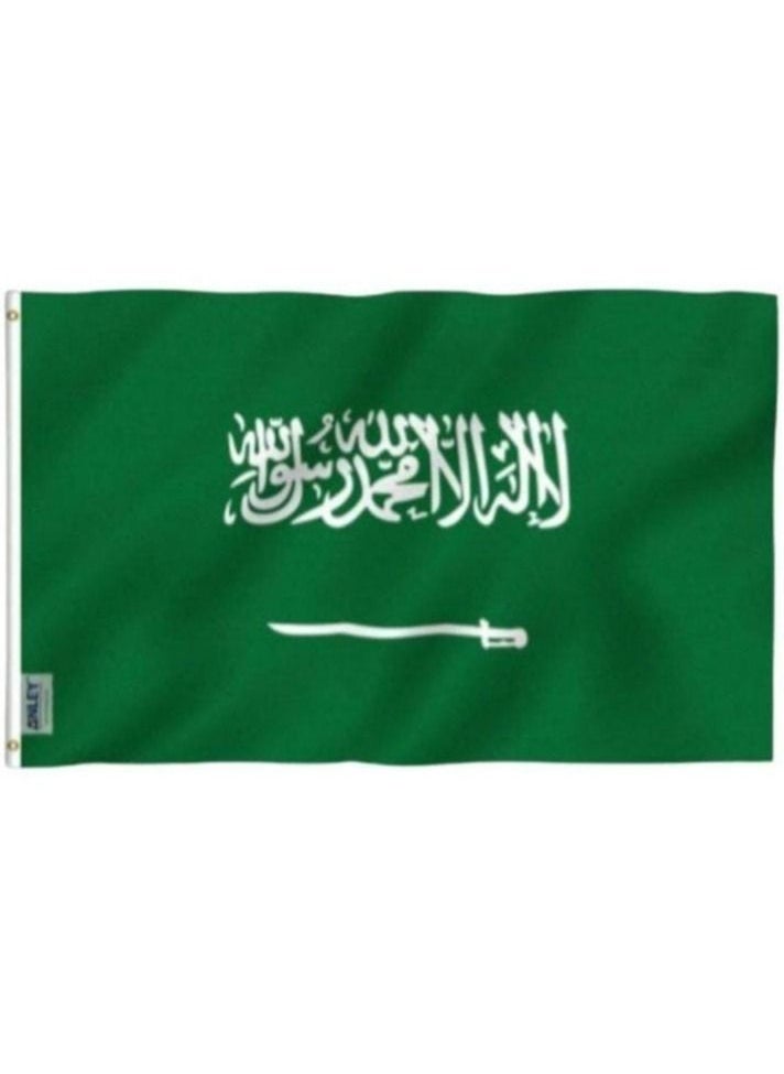لعبة مرح  - علم المملكة العربية السعودية قماش فاخر كبير لعلم اليوم الوطني - Image 1
