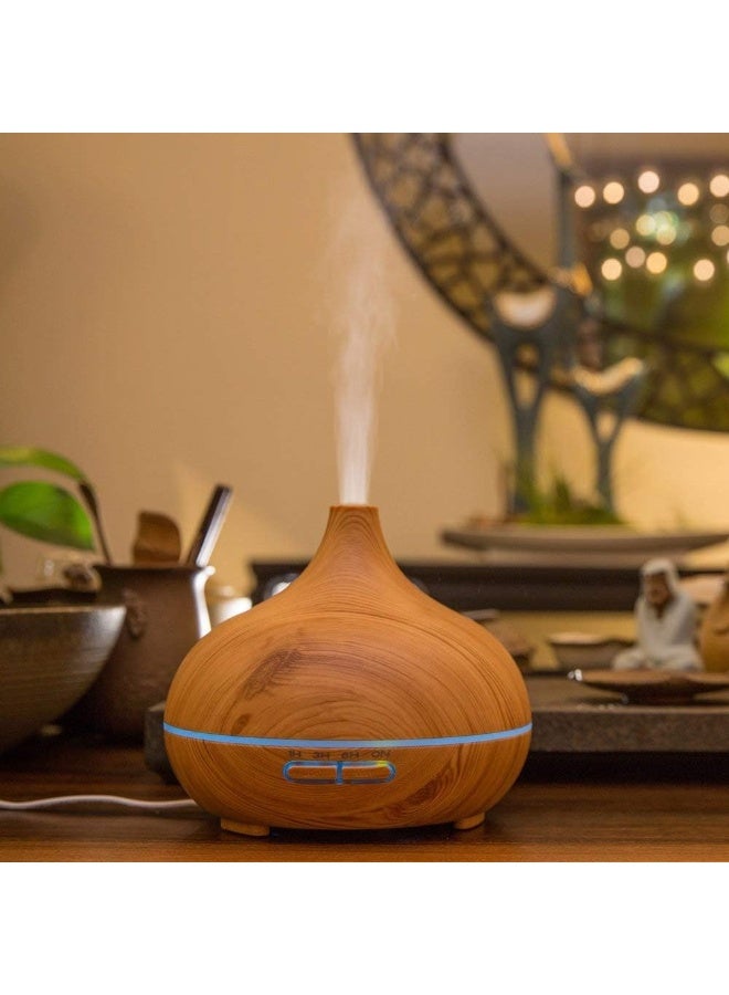 SKY-TOUCH Essential Oil Diffuser, 550Ml Oil Diffuser With 4 Timer, Aromatherapy Diffuser With Auto Shut-Off Function, Cool Mist Humidifier BPA-Free For Bedroom Home-Yellow Wood - Image 2