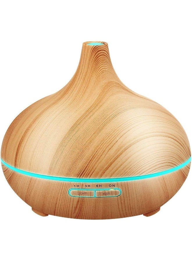 SKY-TOUCH Essential Oil Diffuser, 550Ml Oil Diffuser With 4 Timer, Aromatherapy Diffuser With Auto Shut-Off Function, Cool Mist Humidifier BPA-Free For Bedroom Home-Yellow Wood - Image 1