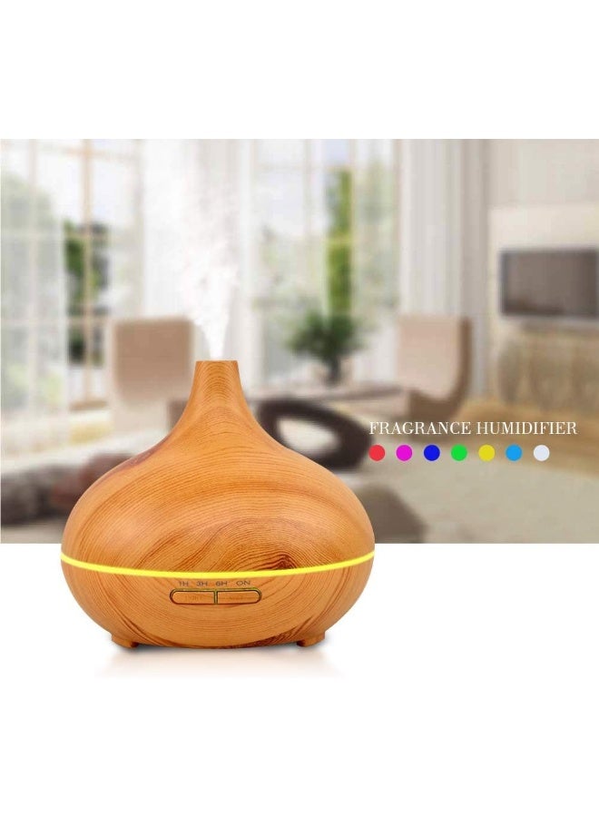 SKY-TOUCH Essential Oil Diffuser, 550Ml Oil Diffuser With 4 Timer, Aromatherapy Diffuser With Auto Shut-Off Function, Cool Mist Humidifier BPA-Free For Bedroom Home-Yellow Wood - Image 5