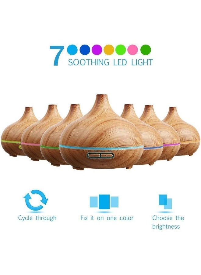 SKY-TOUCH Essential Oil Diffuser, 550Ml Oil Diffuser With 4 Timer, Aromatherapy Diffuser With Auto Shut-Off Function, Cool Mist Humidifier BPA-Free For Bedroom Home-Yellow Wood - Image 3