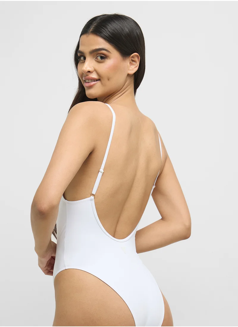 GUESS Logo Scoop Neck One Peice Swimsuit