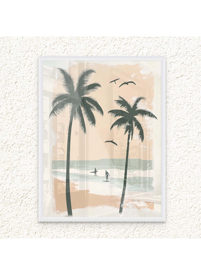 Art Decor - Art Decor Framed Fine Art of Beach with Palm Trees Portrait Tropical Aesthetic Coastal Print Wall Décor for Living Room Bedroom Home Office Hotel Gifting - Image 1
