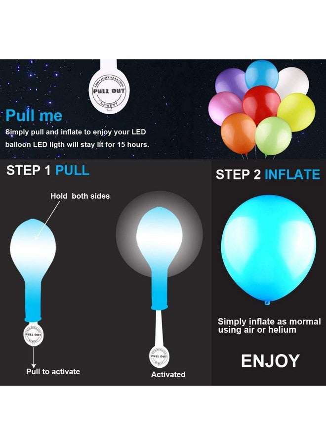 DAOKEY LED Light up Balloons, DAOKEY 50 Pack White Glow in the Dark Party Supplies LED Balloons Lights for Birthday Wedding Decoration (White Lights) - Image 3