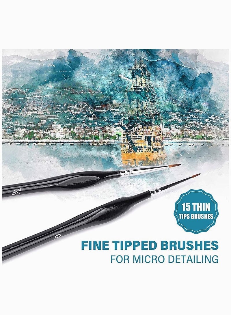 KASTWAVE Detail Paint Brush Set, KASTWAVE Fine Miniature Detail Paint Brush, Small Detail Paint Brushes Perfect for Acrylic, Watercolor, Oil, Face, Nail, Craft Model Painting 15pcs  - Image 5
