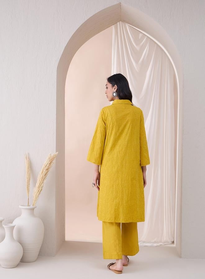 Femmella Femmella Embroidered Tassel Detail Tunic and Straight Pants Co-Ords  - Image 2