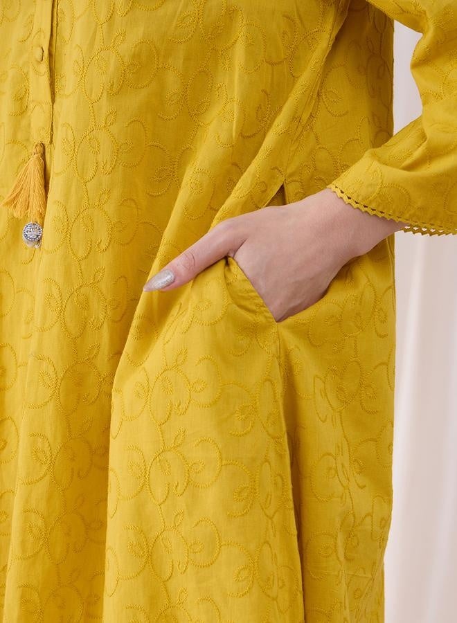 Femmella Femmella Embroidered Tassel Detail Tunic and Straight Pants Co-Ords  - Image 4