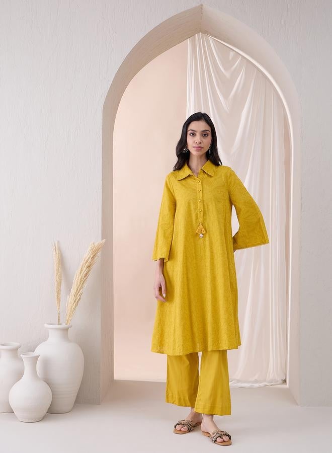 Femmella Femmella Embroidered Tassel Detail Tunic and Straight Pants Co-Ords  - Image 1