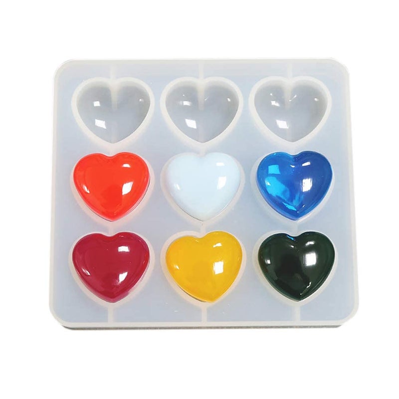 Artool ARTOOL D66 Heart Shape Silicone Mold for Resin Art, 9 Pcs 3 x 2.8 cm Resin Love Heart Shape DIY Craft for Keychain Making, Set of 1 - Image 1
