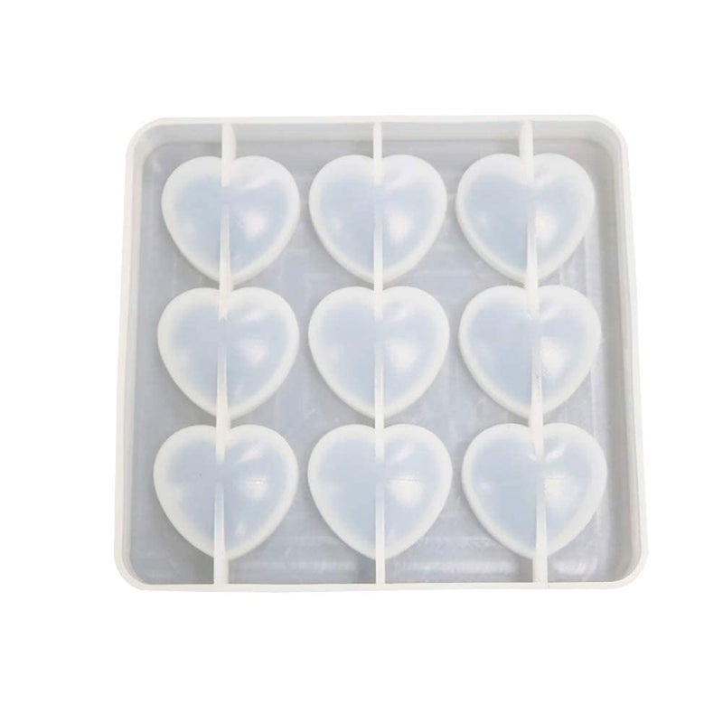 Artool ARTOOL D66 Heart Shape Silicone Mold for Resin Art, 9 Pcs 3 x 2.8 cm Resin Love Heart Shape DIY Craft for Keychain Making, Set of 1 - Image 3
