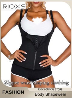 RIOXS Women's Waist Trainer,Body Shapewear With Front Zippers,Corset Body Shaper Tank Top,Sweat Slimming Vest,High Compression Shapewear With Adjustable Straps,Open Body Shaper Vest For Women Ladies  - Image 2
