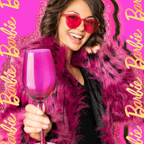 Dragon Glassware x Barbie Wine Glasses - 17.5 oz Magenta & Pink Wine Glasses Set of 2 - As Seen in Barbie The Movie - Drinkware Gifts for Women - Image 4