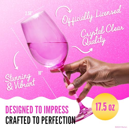 Dragon Glassware x Barbie Wine Glasses - 17.5 oz Magenta & Pink Wine Glasses Set of 2 - As Seen in Barbie The Movie - Drinkware Gifts for Women - Image 2