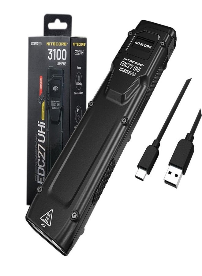 Nitecore EDC27 UHi Ultra Slim EDC Flashlight -3100 Lumens w/Eco-Sensa USB-C Charging Cable Included - Image 1