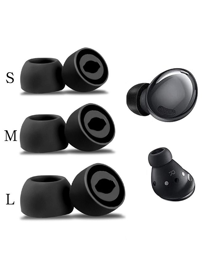 Generic 3 Pairs Replacement Silicone Tips Earbuds Eartips Set for Samsung Galaxy Buds Pro Headphones Fit in Case Ear Waterproof Tips Soft and Replaceable Comfortable Earplugs Black  - Image 1