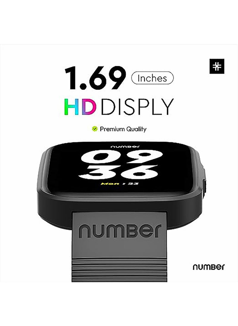 Number - Number XTRO1, Industry's Slimmest watch, 1.69” Full Touch Display, Calling alert, Sports Modes, IP68, Sp02 Smartwatch Blue - Image 1
