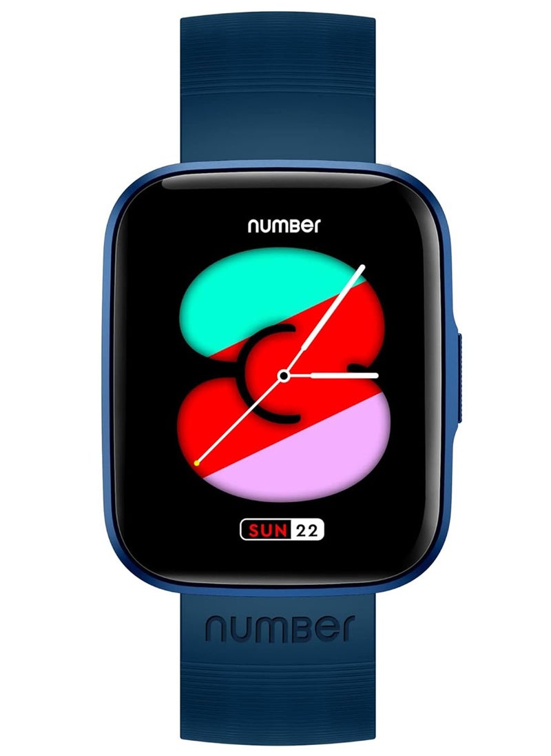 Number - Number XTRO1, Industry's Slimmest watch, 1.69” Full Touch Display, Calling alert, Sports Modes, IP68, Sp02 Smartwatch Blue - Image 1