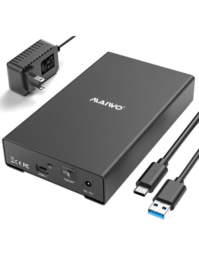 MAIWO Hard Drive Enclosure for 2.5 3.5 inch SATA SSD HDD, USB 3.1 GEN2 Type-C 10Gbps Speed with UASP, 24TB Capacity, USB to External SATA Hard Disk Adapter Reader Case - Image 1