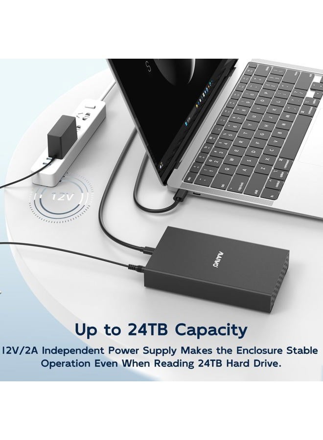 MAIWO Hard Drive Enclosure for 2.5 3.5 inch SATA SSD HDD, USB 3.1 GEN2 Type-C 10Gbps Speed with UASP, 24TB Capacity, USB to External SATA Hard Disk Adapter Reader Case - Image 4
