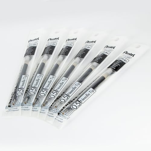 Pentel حبر إعادة تعبئة بنتل - لقلم جيل EnerGel، 0.5 مم طرف إبرة، رفيع، حبر أسود، عبوة من 6 إعادة تعبئة (LRN5-6A) - Image 2