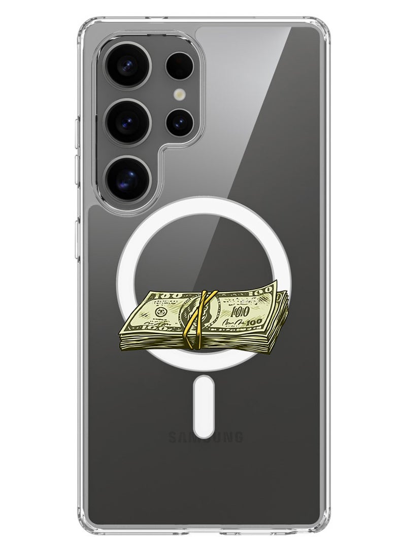 Theodor Magnetic Case for Samsung Galaxy S25 Ultra 6.9-inch Compatible with MagSafe Wireless Charging, Shockproof Phone Bumper Cover Vintage Cash - Image 1