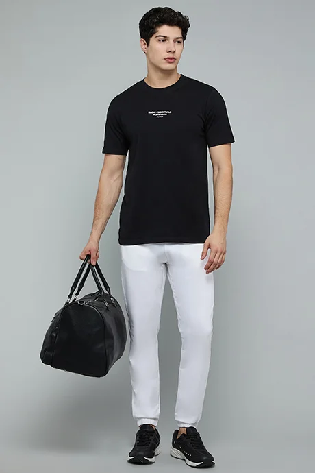 أر أند بي Typography Print T-Shirt with Crew Neck and Short Sleeves