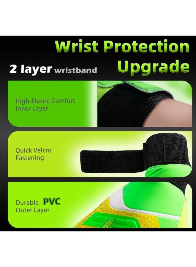 قفازات حراسة المرمى للاطفال عمر 8-12 سنة، قفازات حارس مرمى كرة قدم بمطاط غير قابل للانزلاق ومقاوم للاهتراء وقفل مزدحم للمعصم لحماية وقبضة محسّنة - Image 2