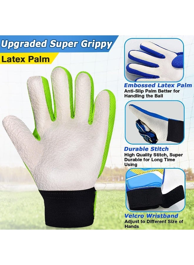 قفازات حراسة المرمى للاطفال عمر 8-12 سنة، قفازات حارس مرمى كرة قدم بمطاط غير قابل للانزلاق ومقاوم للاهتراء وقفل مزدحم للمعصم لحماية وقبضة محسّنة - Image 4
