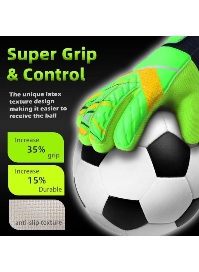 قفازات حراسة المرمى للاطفال عمر 8-12 سنة، قفازات حارس مرمى كرة قدم بمطاط غير قابل للانزلاق ومقاوم للاهتراء وقفل مزدحم للمعصم لحماية وقبضة محسّنة - Image 3