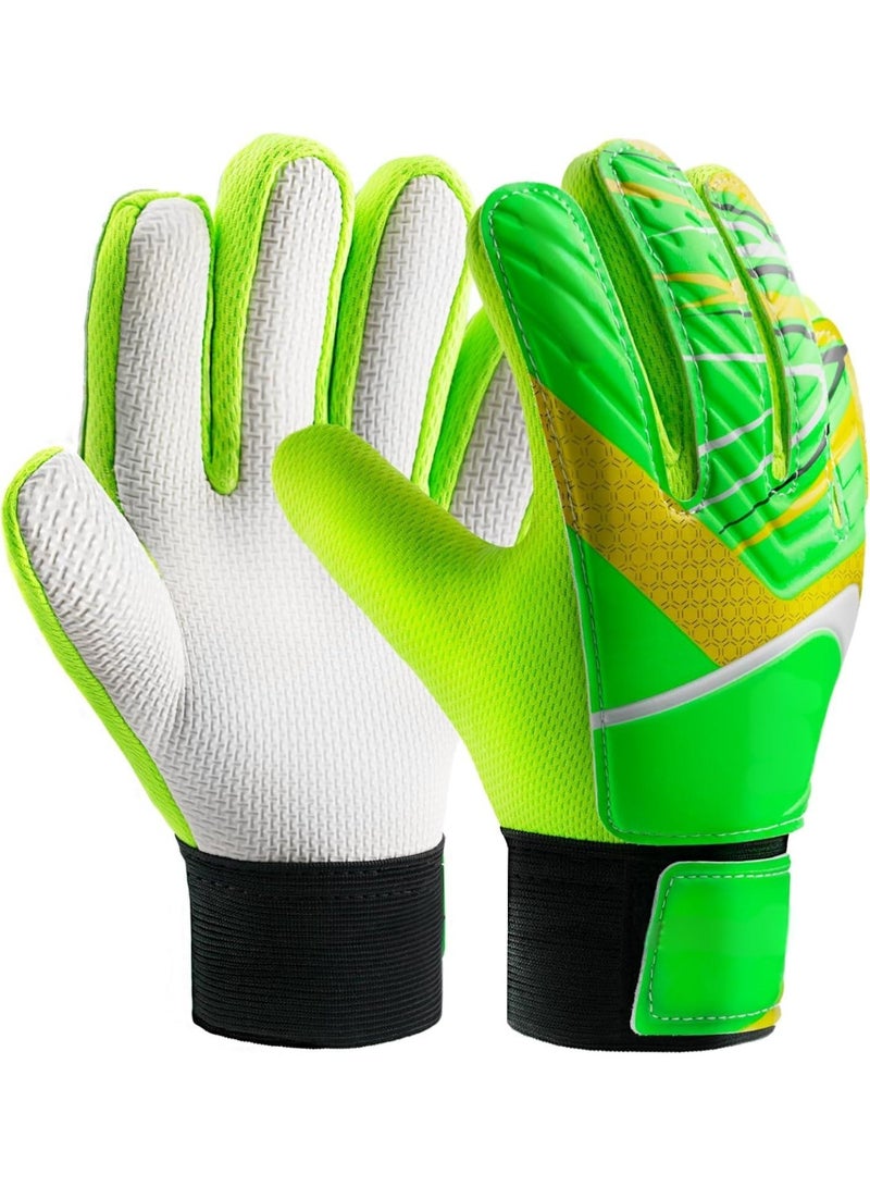 قفازات حراسة المرمى للاطفال عمر 8-12 سنة، قفازات حارس مرمى كرة قدم بمطاط غير قابل للانزلاق ومقاوم للاهتراء وقفل مزدحم للمعصم لحماية وقبضة محسّنة - Image 1
