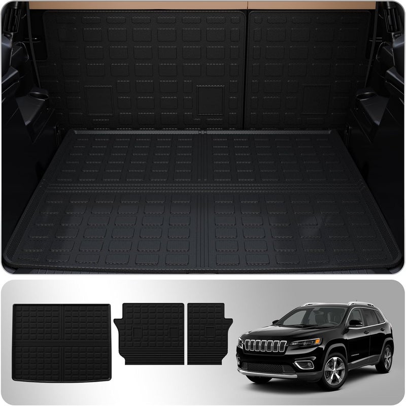 Thinzyou Fit 2019-2023 Jeep Cherokee Trunk Mat Cargo Liner and Backrest Mats - TPE All Weather Protector - Image 1