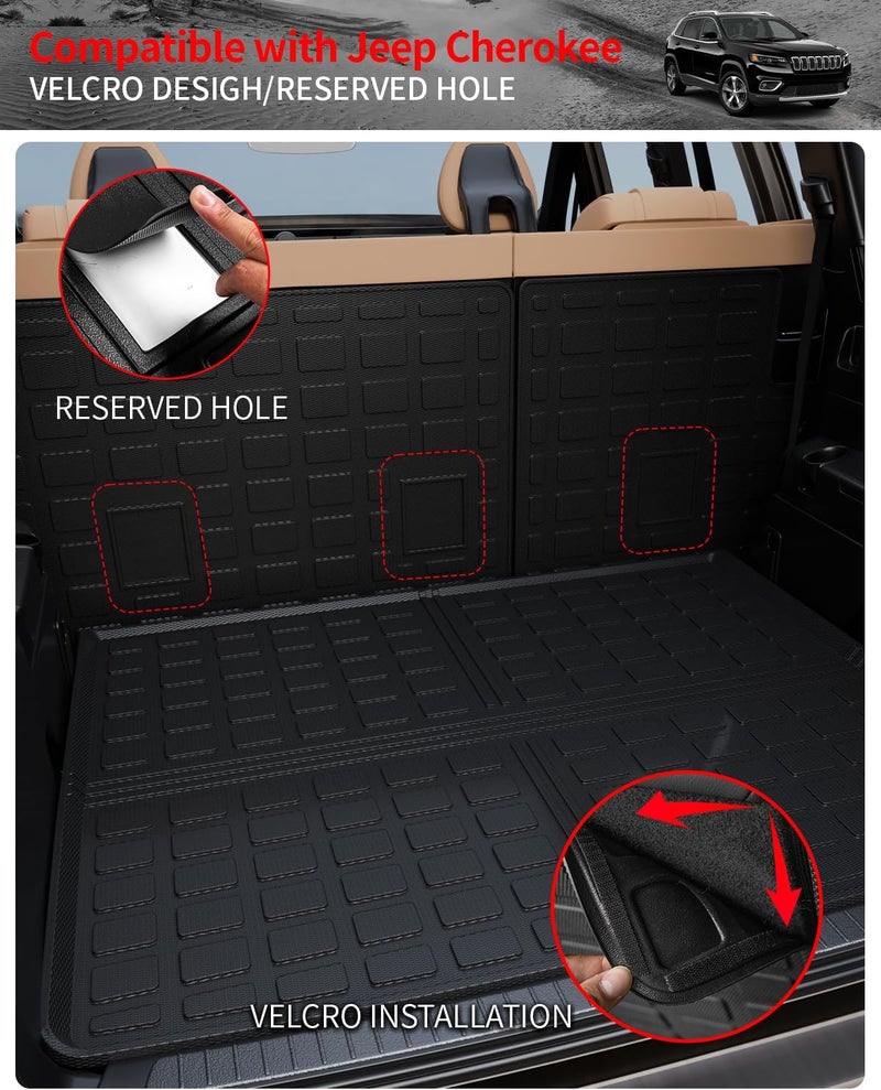 Thinzyou Fit 2019-2023 Jeep Cherokee Trunk Mat Cargo Liner and Backrest Mats - TPE All Weather Protector - Image 4