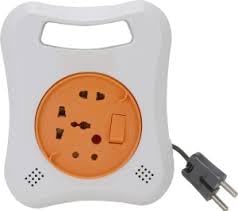 Universal MultiSocket Extension Board with 6 Power Outlets Round Design White and Orange 