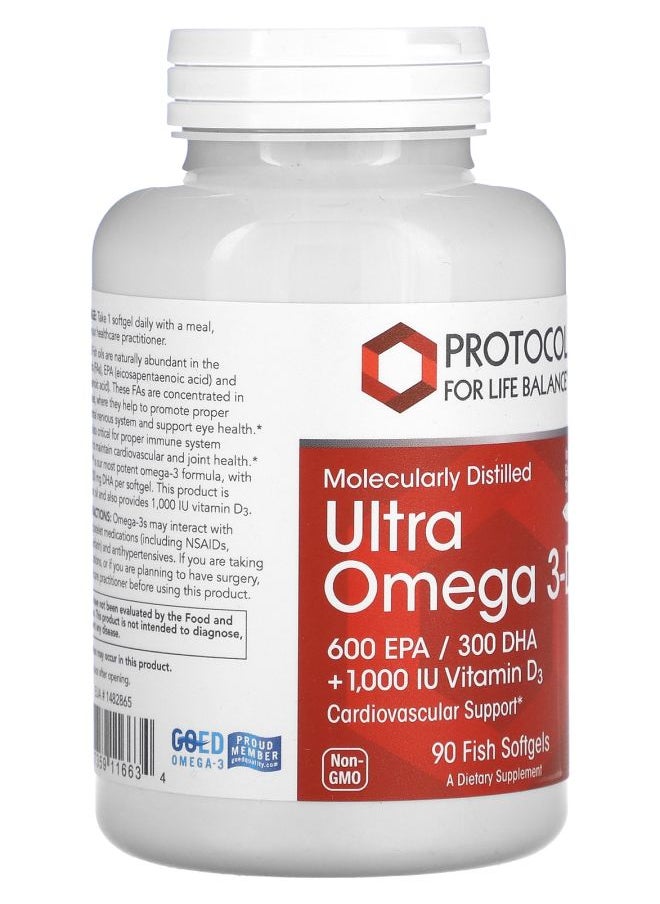 Protocol For Life Balance Ultra Omega 3-D  90 Fish Softgels  - Image 2