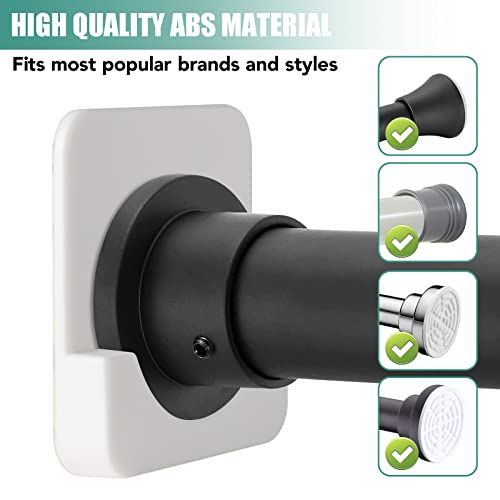 CANRAY 4 Pack Adhesive Shower Tension Rod Holder for Tile | Shower Curtain Rod Retainer for Wall Mount | No Drilling | Stick On | White (Shower Curtain Rod Not Included) - Image 2