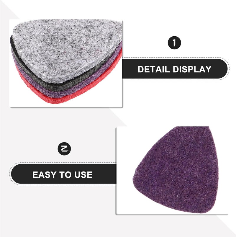 Totority 20pcs Wool Felt Guitar Picks Set for Acoustic Ukulele Bass – Colorful Black Gray Red Purple Plectrums – Stringed Instrument Accessories for Practice and Performance - Image 3