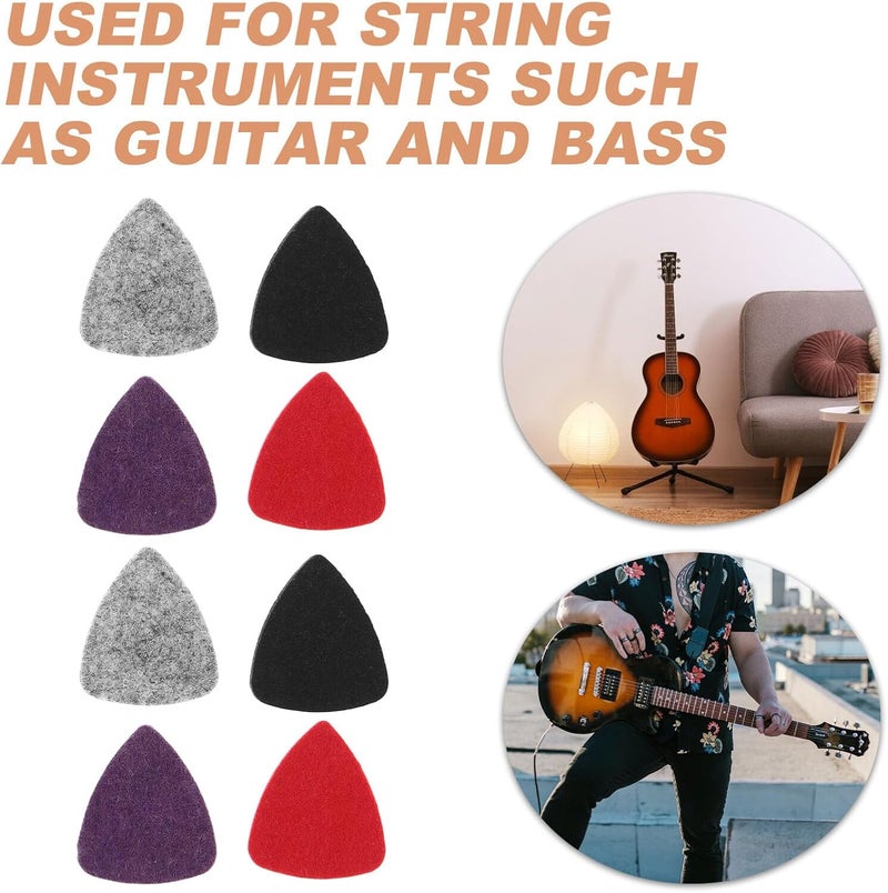 Totority 20pcs Wool Felt Guitar Picks Set for Acoustic Ukulele Bass – Colorful Black Gray Red Purple Plectrums – Stringed Instrument Accessories for Practice and Performance - Image 5