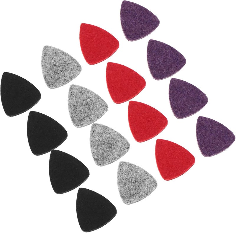Totority 20pcs Wool Felt Guitar Picks Set for Acoustic Ukulele Bass – Colorful Black Gray Red Purple Plectrums – Stringed Instrument Accessories for Practice and Performance - Image 1
